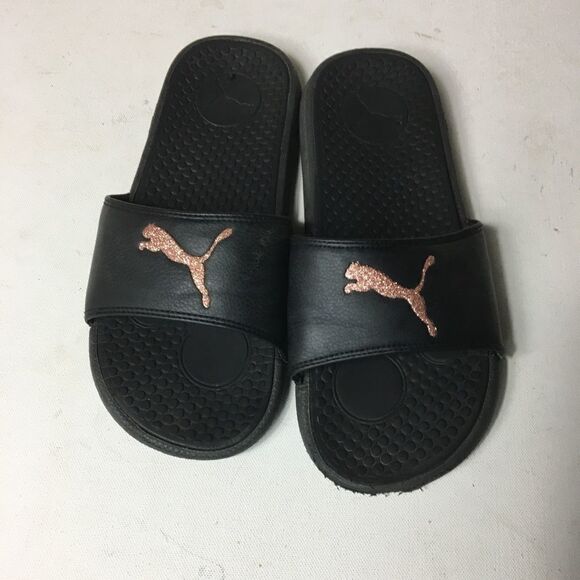 Puma cool cat Rose gold glitter slides sandals SZ8 - Picture 1 of 8